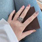 Adjustable Layered Silver Ring-Westeryn