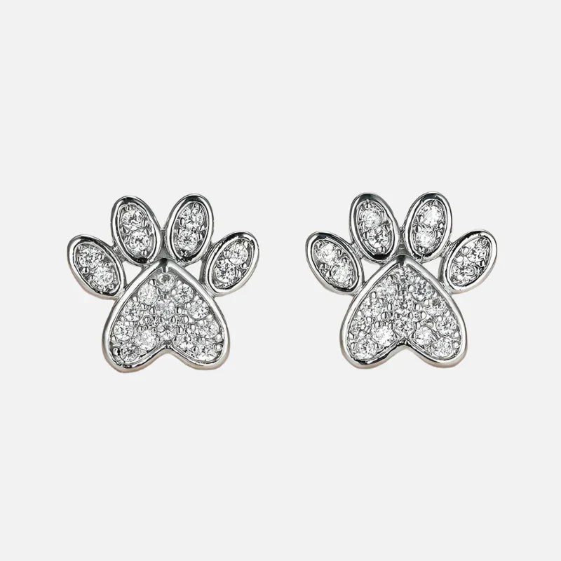 ALINA – Elegant heart-shaped paw stud earrings with sparkling white zirconia-Westeryn