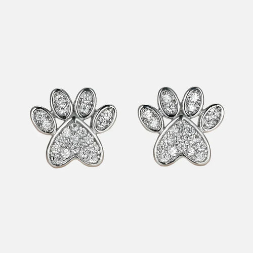 ALINA – Elegant heart-shaped paw stud earrings with sparkling white zirconia-Westeryn