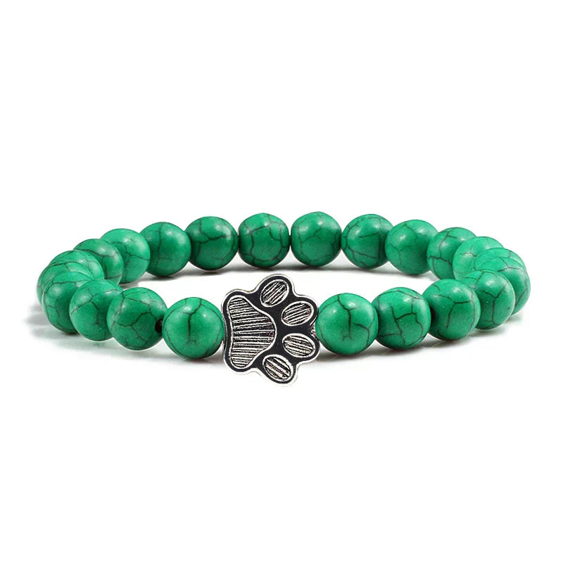 MELIA – Elegant Pearl Bracelet with Charming Paw Pendant Made of Natural Stone