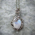Moonstone Necklace - Wire Pendant-Westeryn