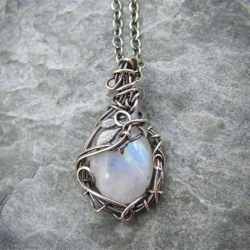 Moonstone Necklace - Wire Pendant-Westeryn