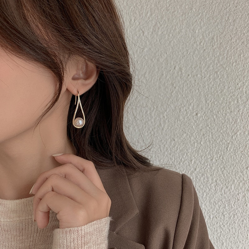Rose Gold Pearl Earrings-Westeryn