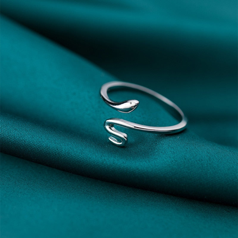 Adjustable Silver Snake Ring