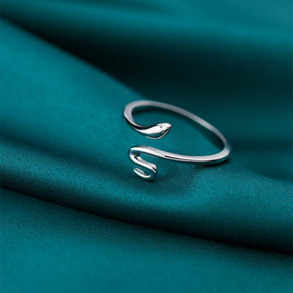 Adjustable Silver Snake Ring
