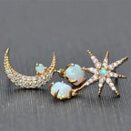 Moon and Star Earrings made of Gold and Opal-Westeryn