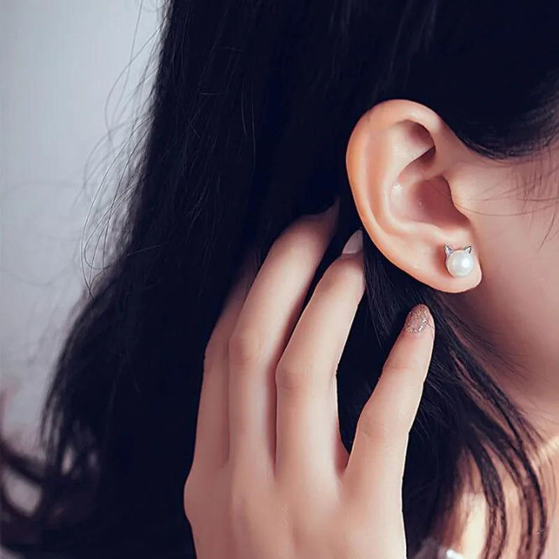 Whispering Pearl Cat Studs