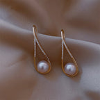 Rose Gold Pearl Earrings-Westeryn
