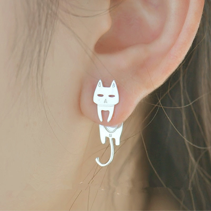 Silver Cat-Shaped Earrings, Special Edition-Westeryn