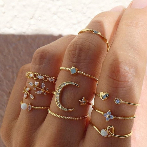 10 Pack of Bohemian Silver & Gold Rings-Westeryn
