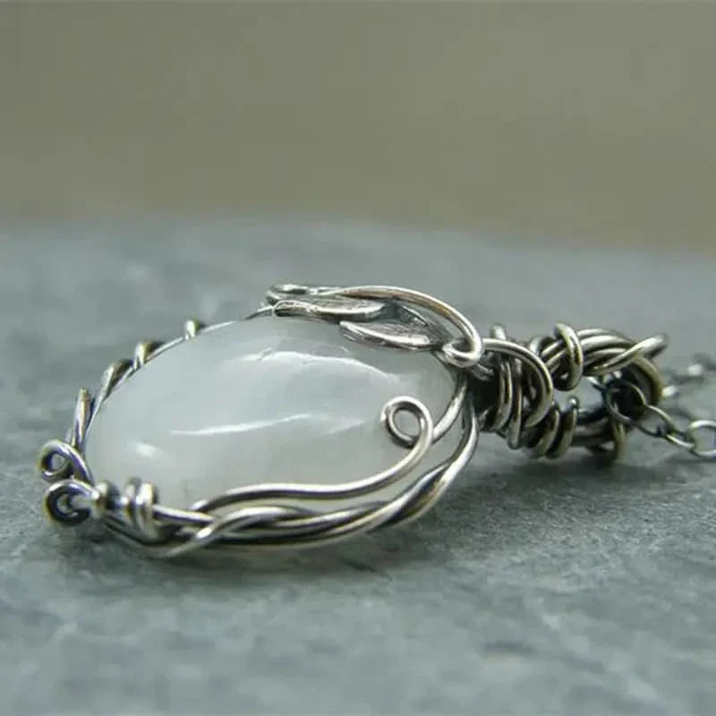 Moonstone Necklace - Wire Pendant-Westeryn