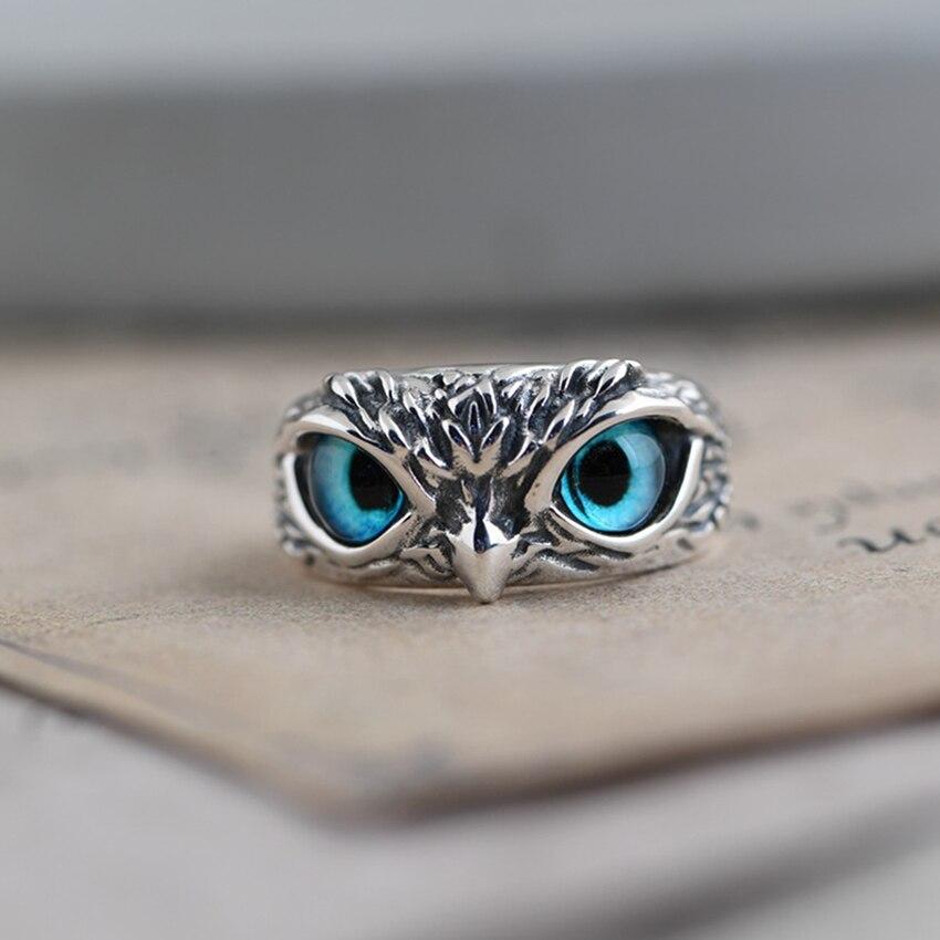 Elegant Adjustable Silver Owl Ring with Opal Lucky Charm – the Mystical Owl of Selene