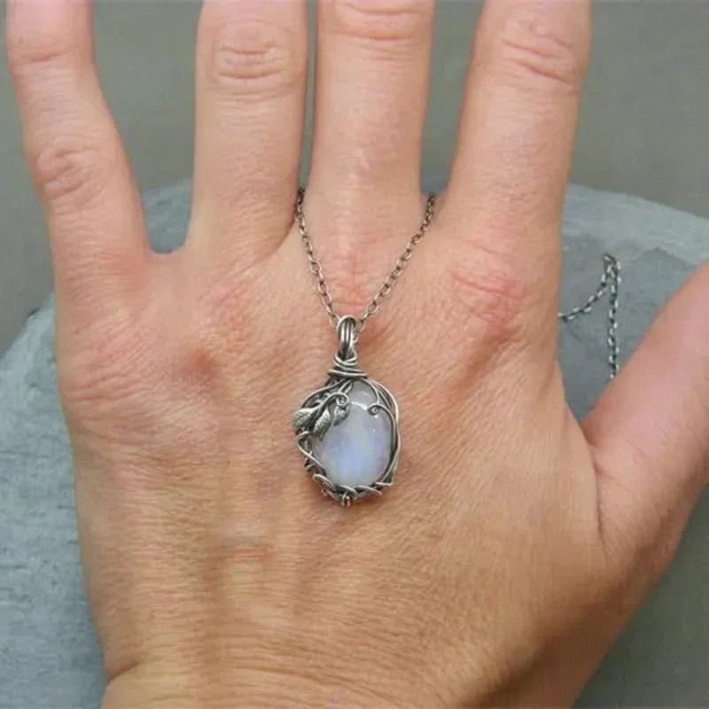 Moonstone Necklace - Wire Pendant-Westeryn