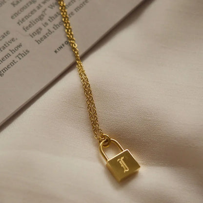 Original Initials Necklace in Silver with Padlock
