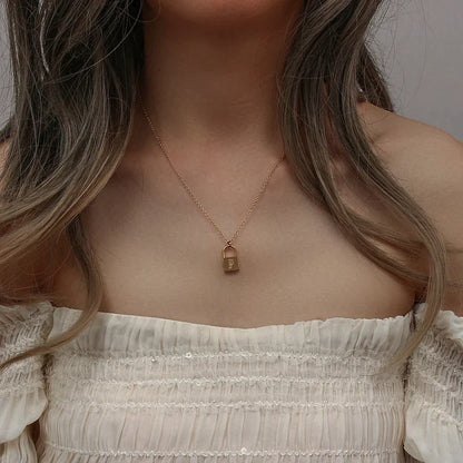 Original Initials Necklace in Silver with Padlock