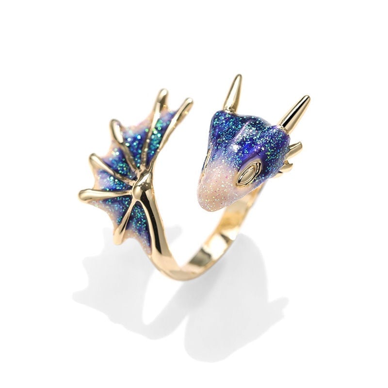 Adjustable Dragon Ring in Silver and Hand Painted Enamel-Westeryn