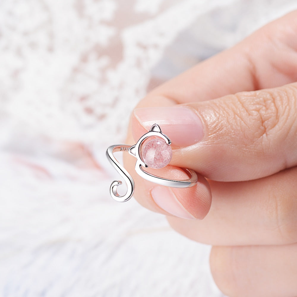 Kitty Pink Ring in Silver and Agate