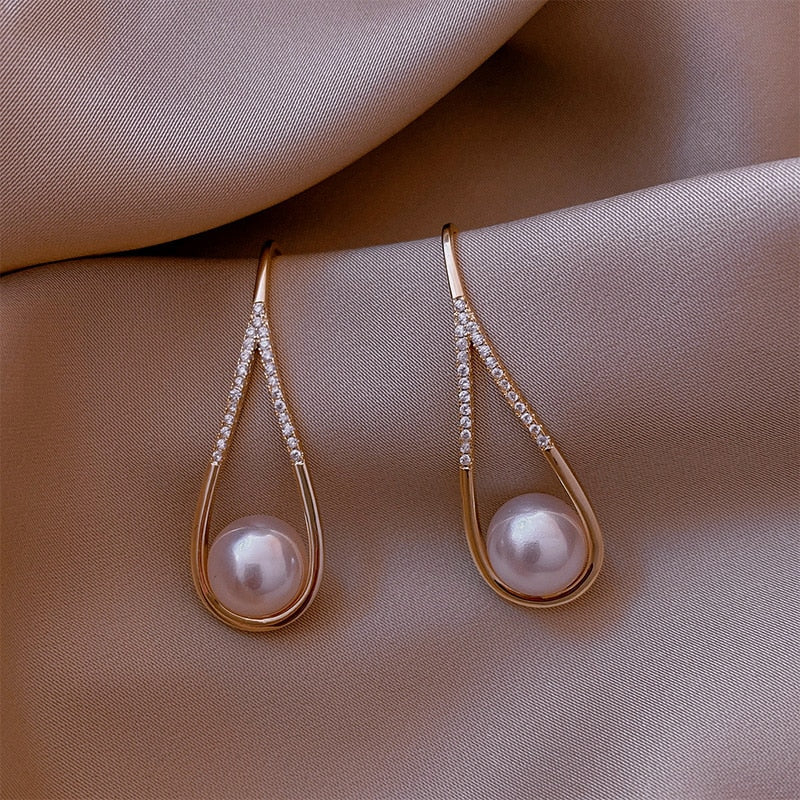 Rose Gold Pearl Earrings-Westeryn