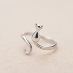 Silver Cat-Shaped Ring - Adjustable Size-Westeryn