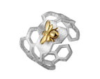 Elegant Adjustable Honeycomb Ring with 18k Gold Plating – MAEL-Westeryn