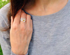 Elegant Adjustable Honeycomb Ring with 18k Gold Plating – MAEL-Westeryn