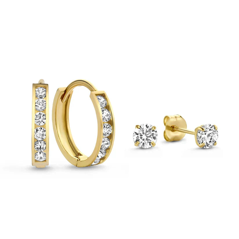 Dara Brillane Stone Earrings Set | Gold-Westeryn