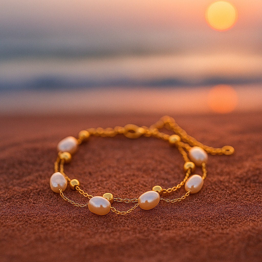 Summer | Golden Bracelet with Pearls-Westeryn