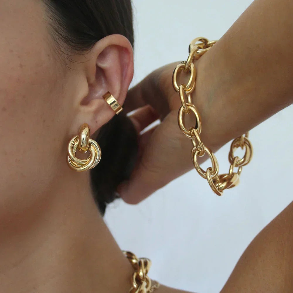 Statement Interlocking Earrings | Gold-Westeryn