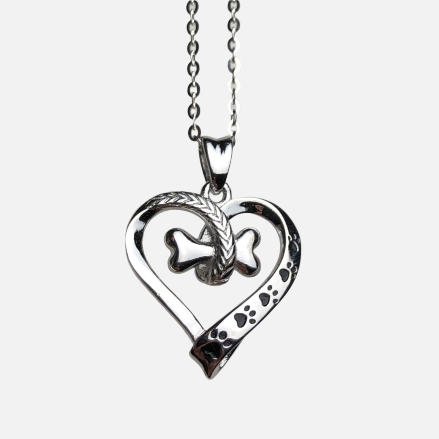 NALA – Elegant Stainless Steel Necklace with Charming Paw and Heart Design