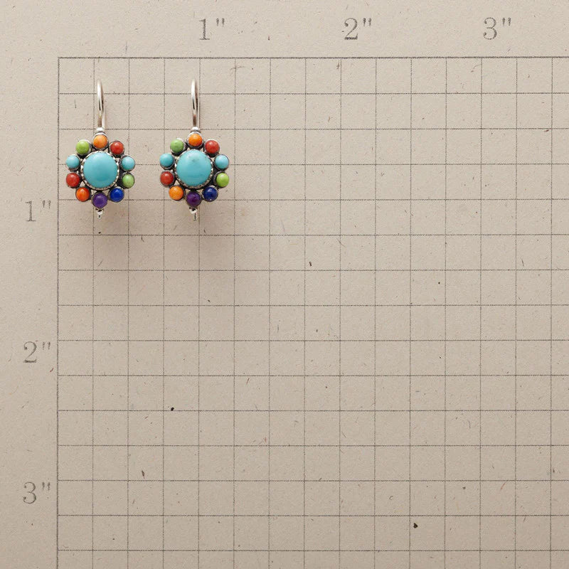 Multicolored turquoise hoop earrings