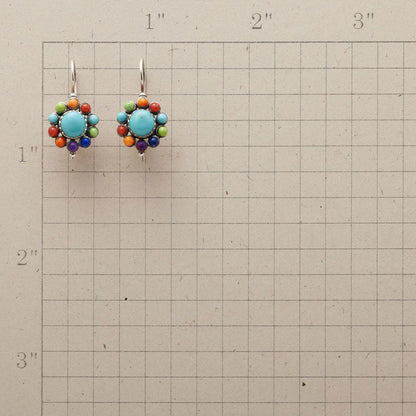Multicolored turquoise hoop earrings