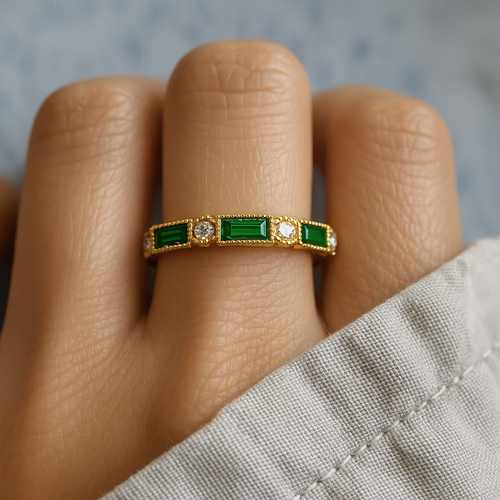 Alex - Green Inlaid Zirconia Gold Ring-Westeryn