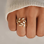 Pure - White Opal Leaf Adjustable Ring-Westeryn