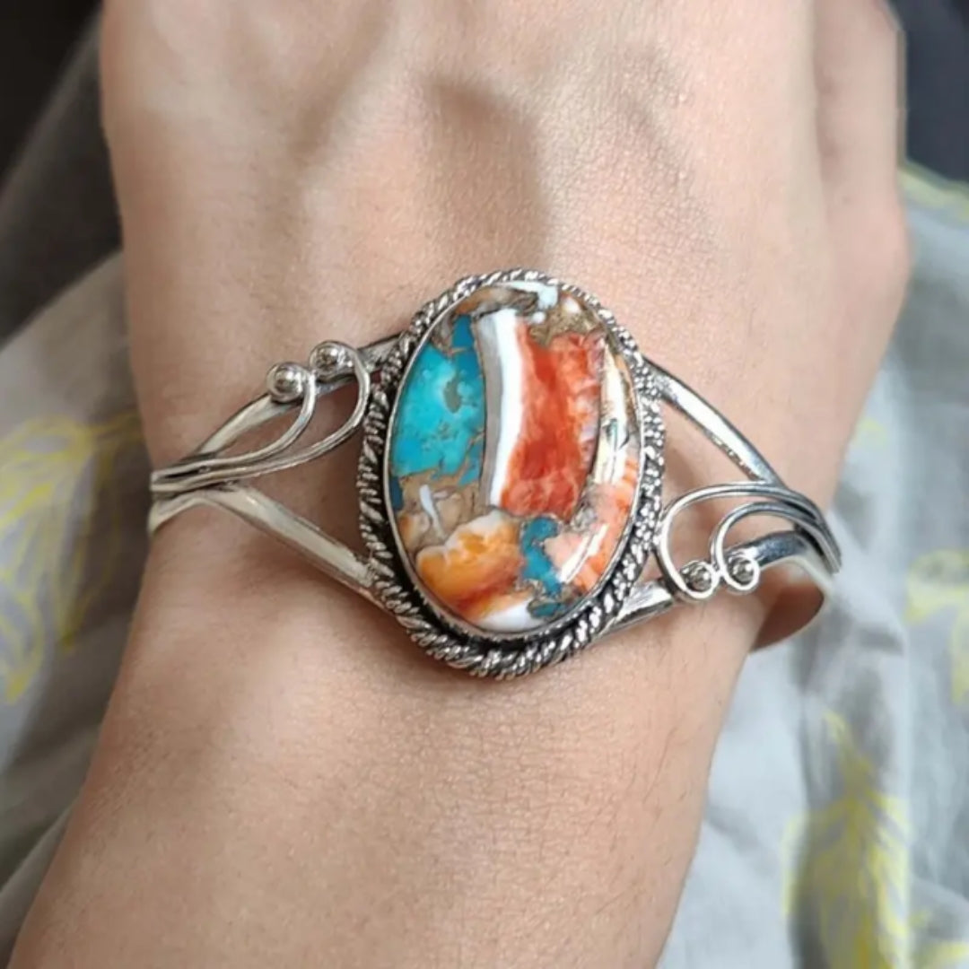 Vibrant Gemstone Inlay Bracelet