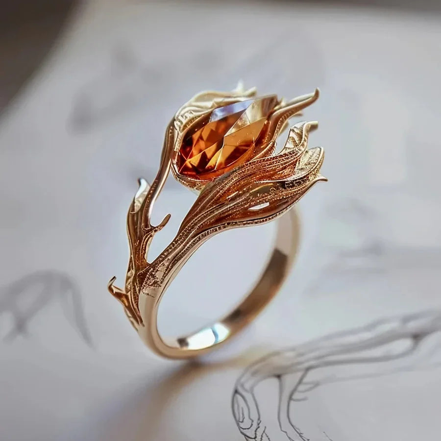 Golden Flame Crystal Ring | Gold-Westeryn