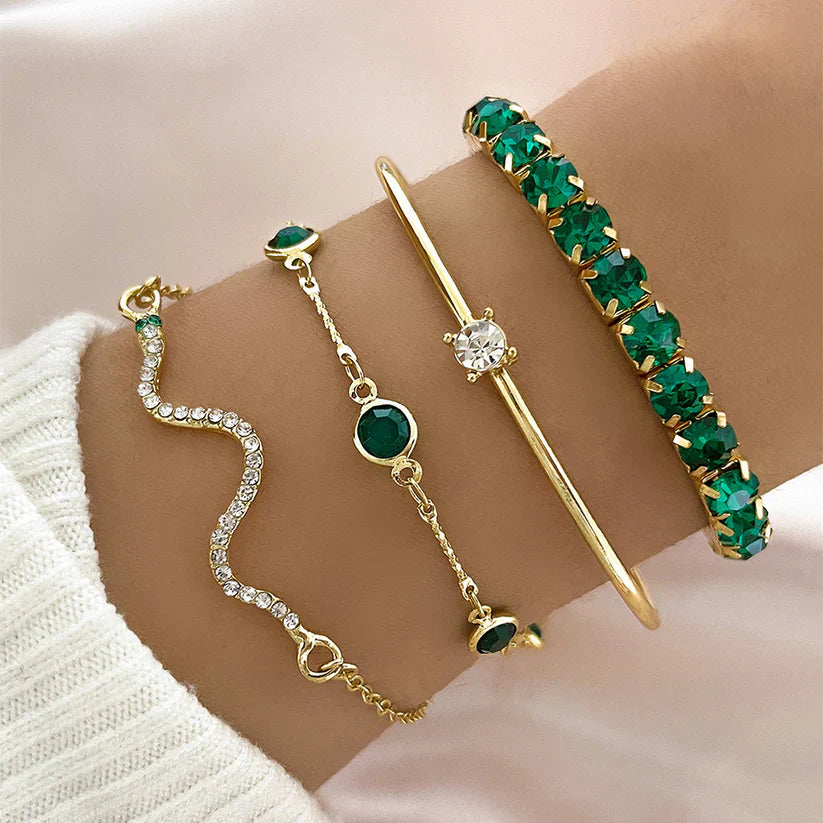 Green Gemstone Bracelet Set-Westeryn