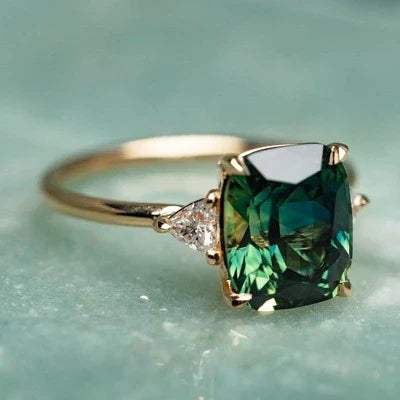 Vintage-Inspired Green Gemstone Gold Ring-Westeryn