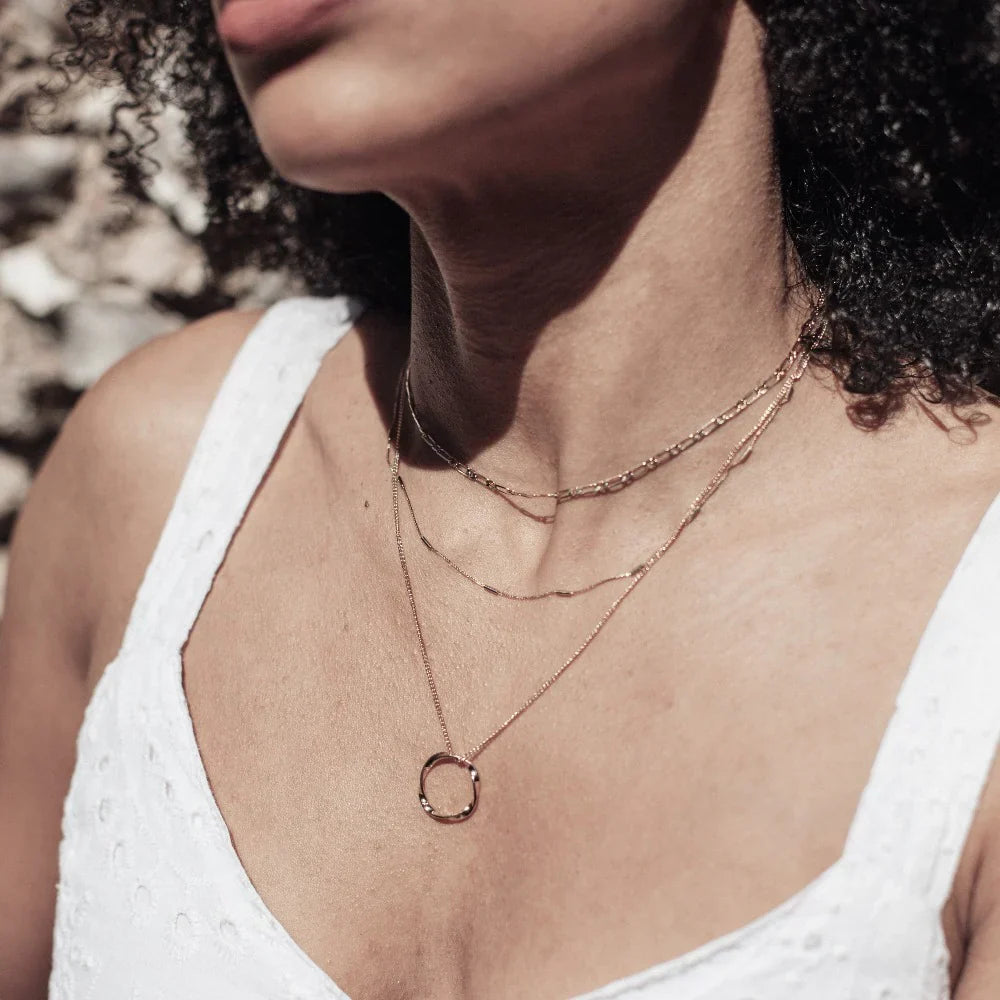 Open Circle Three Row Necklace | Gold-Westeryn