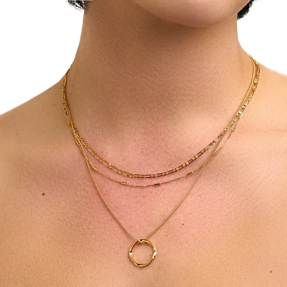 Open Circle Three Row Necklace | Gold-Westeryn