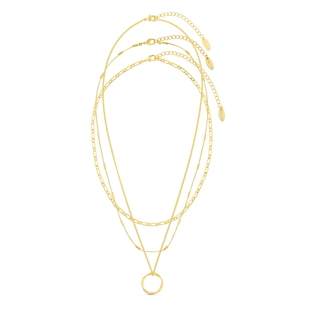 Open Circle Three Row Necklace | Gold-Westeryn