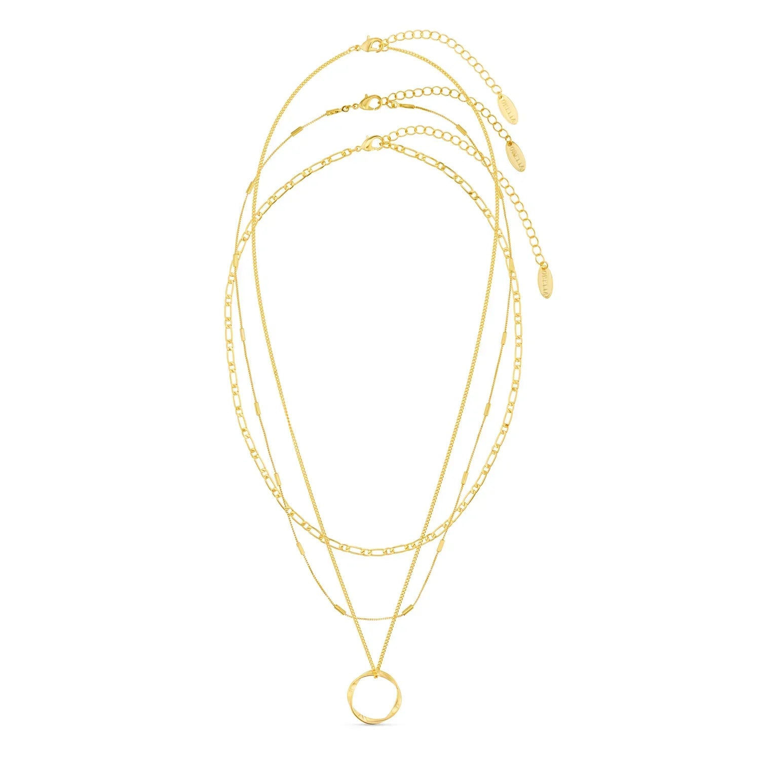 Open Circle Three Row Necklace | Gold-Westeryn