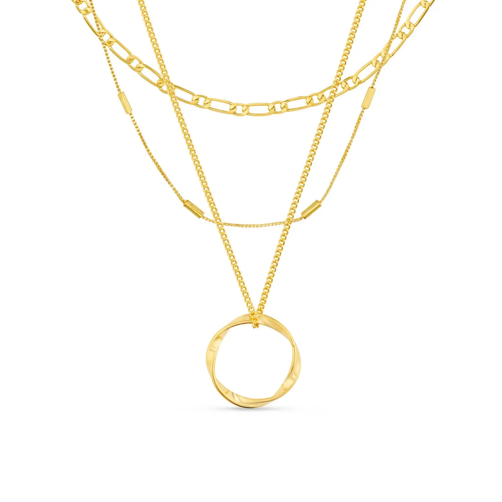 Open Circle Three Row Necklace | Gold-Westeryn