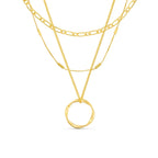 Open Circle Three Row Necklace | Gold-Westeryn