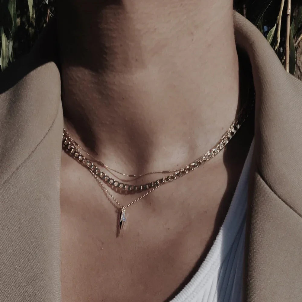 Flat Link Curb Chain Necklace | Gold-Westeryn