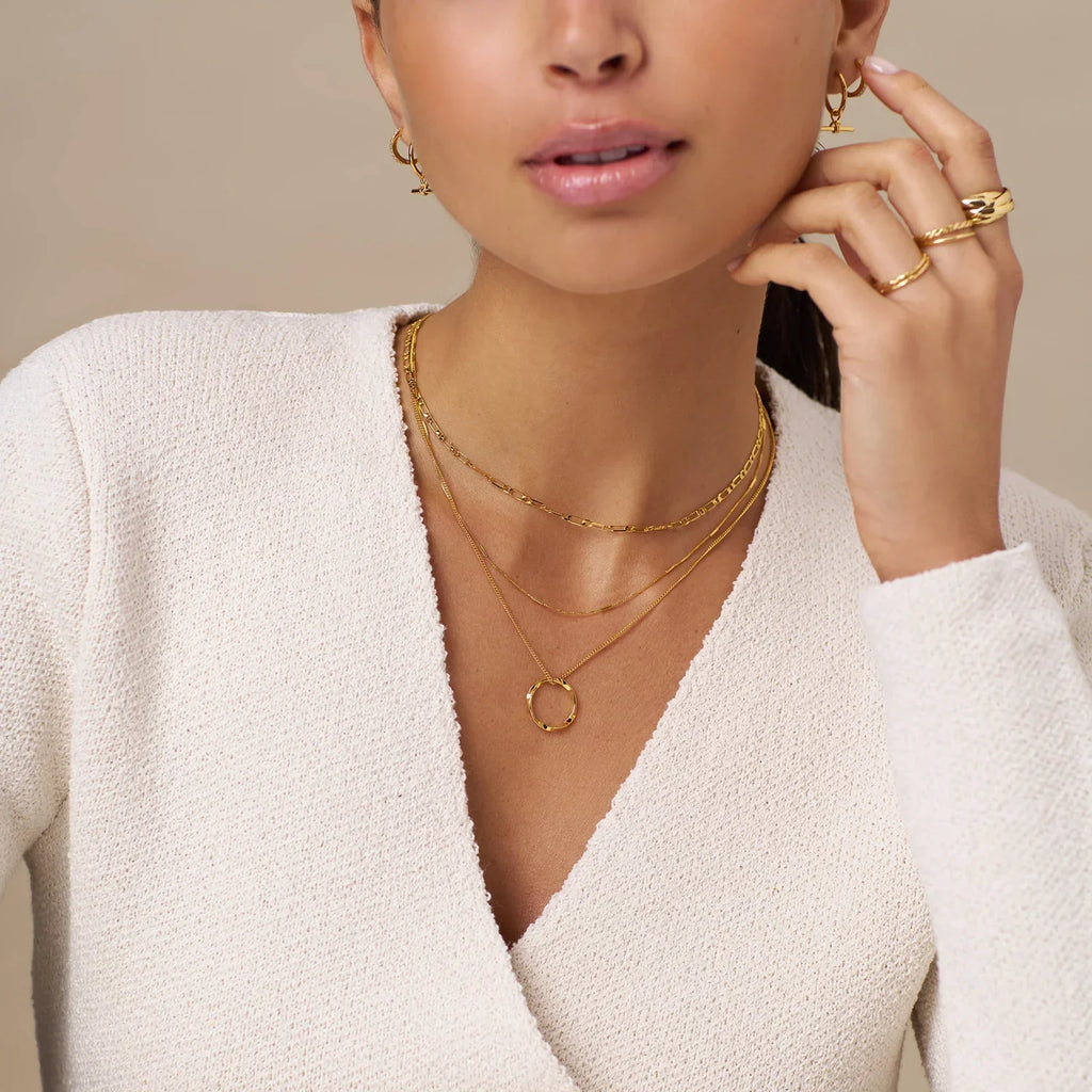 Open Circle Three Row Necklace | Gold-Westeryn