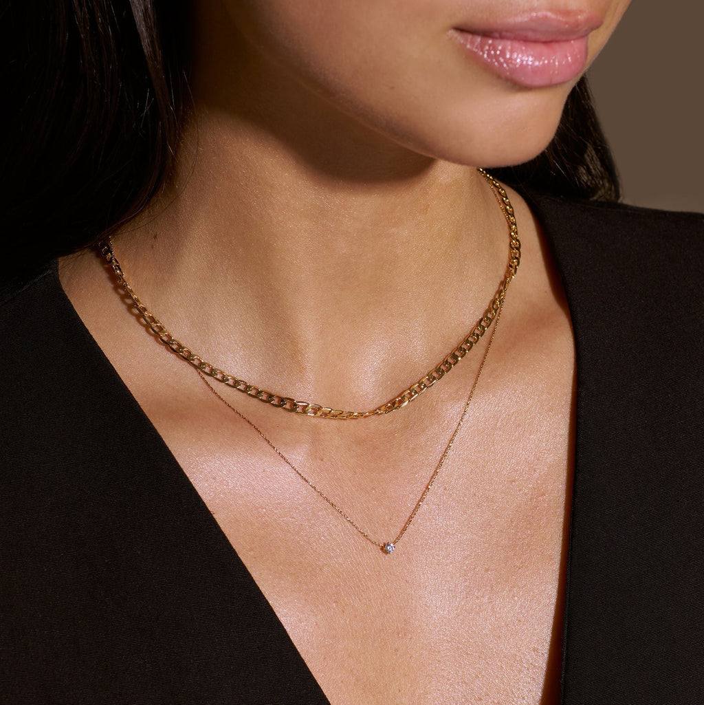 Flat Link Curb Chain Necklace | Gold-Westeryn