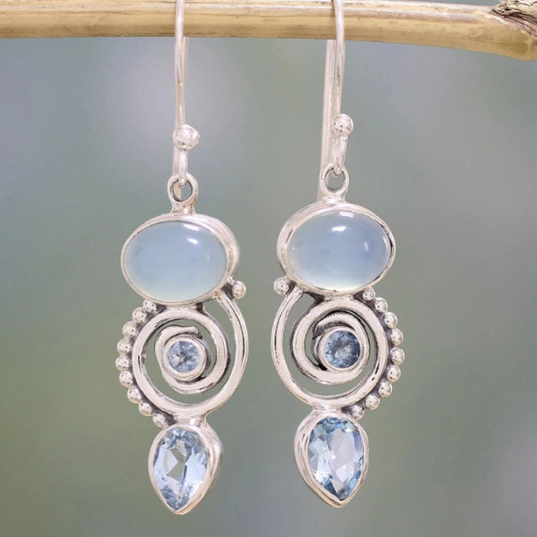 Exclusive Vintage Silver Multi-Stone Earrings-Westeryn