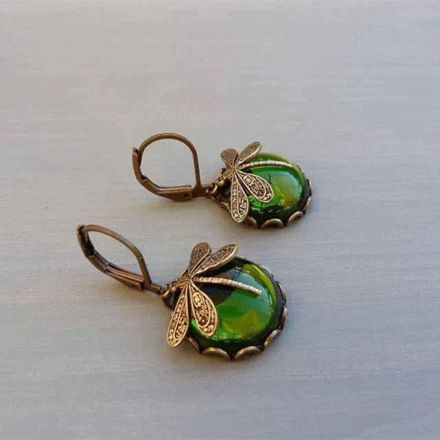 Antique Gold Dragonfly Earrings-Westeryn