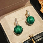 Green Pearl Earrings in Gold-Westeryn