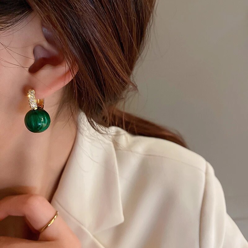 Green Pearl Earrings in Gold-Westeryn